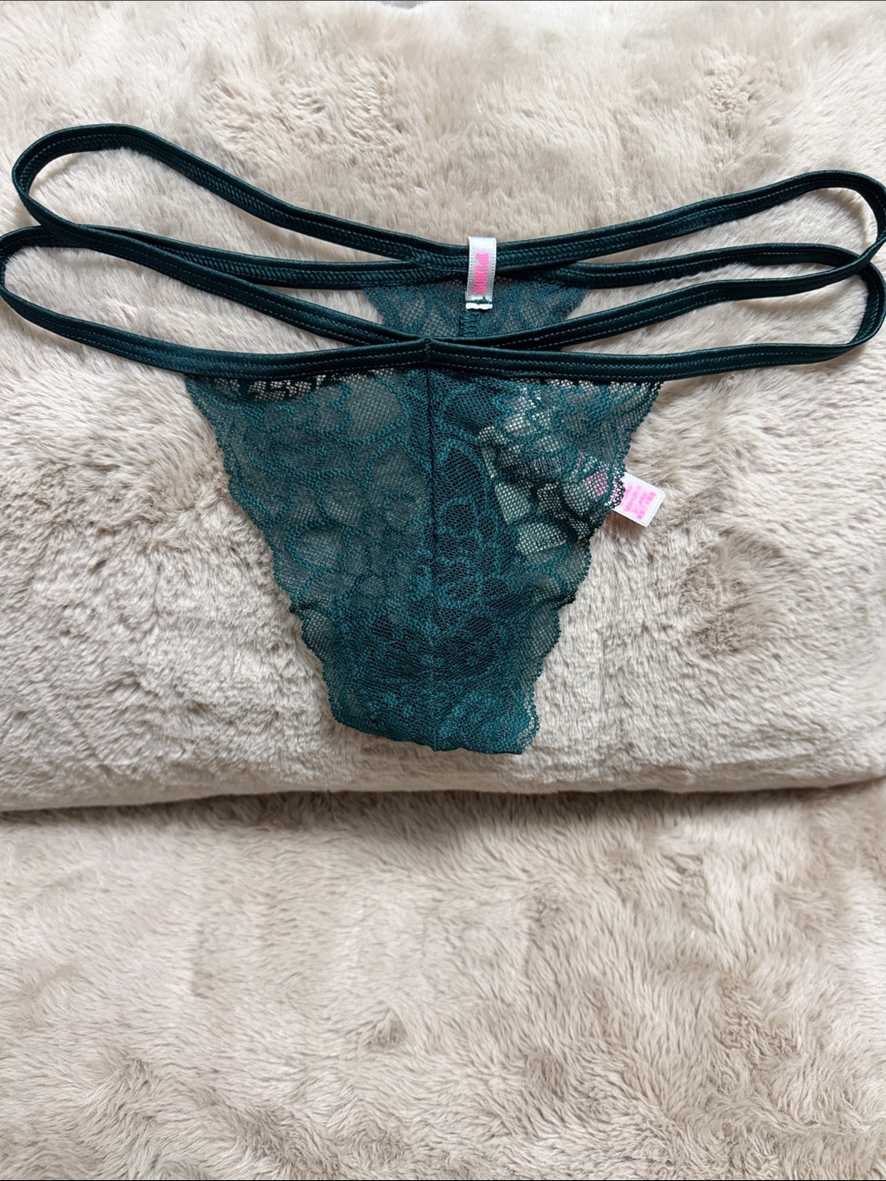 PINK Victoria's Secret Teal Lace Strappy Thong